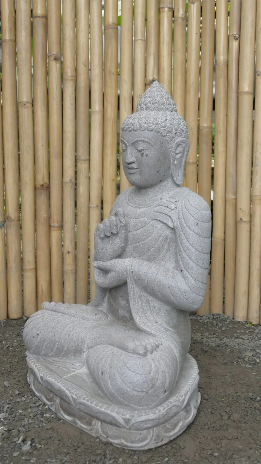  Product image 3 of the product “Seated Buddha made of Riverstone in Dharmachakra gesture of wheel of the teaching of the Dharma, H. 80cm. ”